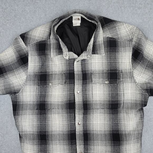 The North Face Jacket Mens Size XXL Black Plaid Heavyweight Shacket Snap Buttons - Picture 5 of 16